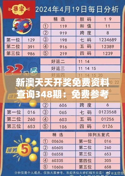 新澳天天开奖免费资料查询348期:免费参考资料的可信赖性分析