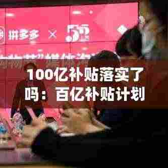 100亿补贴落实了吗：百亿补贴计划 