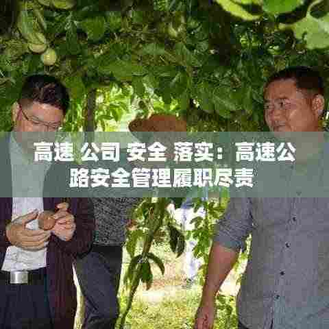 高速 公司 安全 落实:高速公路安全管理履职尽责
