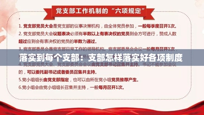 落实到每个支部：支部怎样落实好各项制度 
