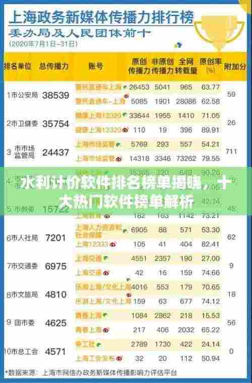 水利计价软件排名榜单揭晓,十大热门软件榜单解析