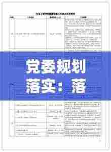 党委规划落实：落实党委工作部署情况 