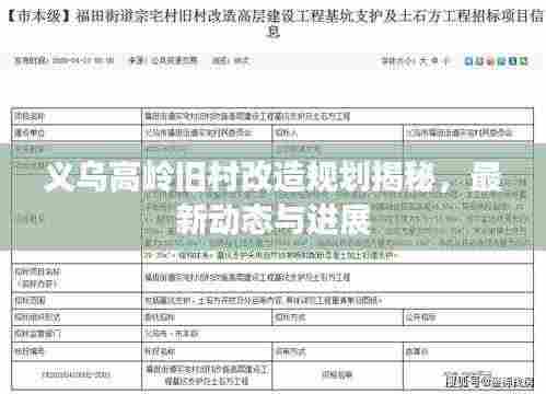 义乌高岭旧村改造规划揭秘,最新动态与进展