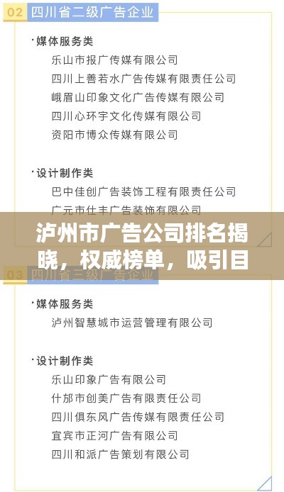 泸州市广告公司排名揭晓,权威榜单,吸引目光!