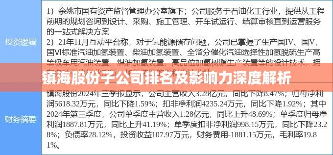 镇海股份子公司排名及影响力深度解析