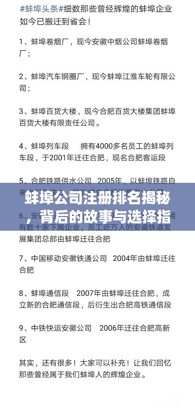 蚌埠公司注册排名揭秘，背后的故事与选择指南