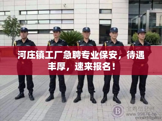 河庄镇工厂急聘专业保安,待遇丰厚,速来报名!